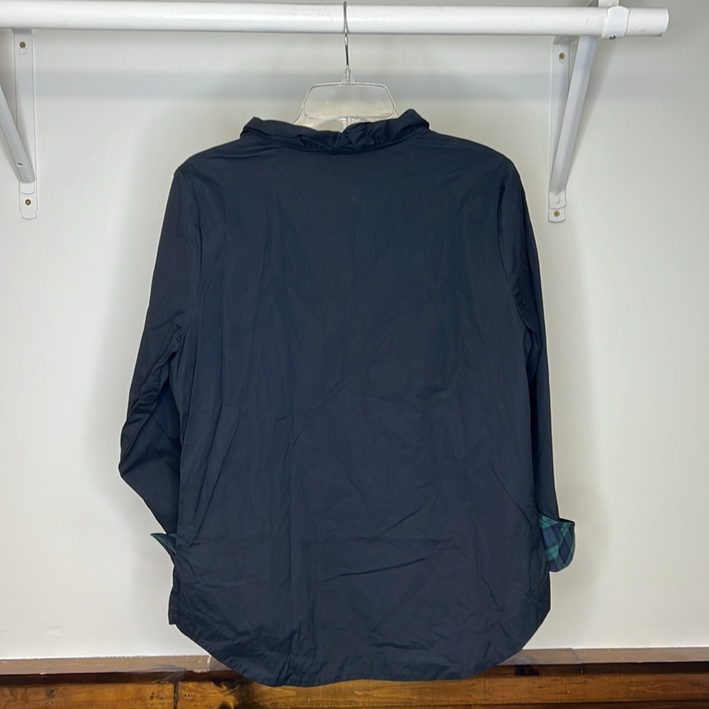 Vineyard Vines Black‎ V-Neck Top w/ Plaid Detailing and 3/4 Sleeve- M - Picture 2 of 5